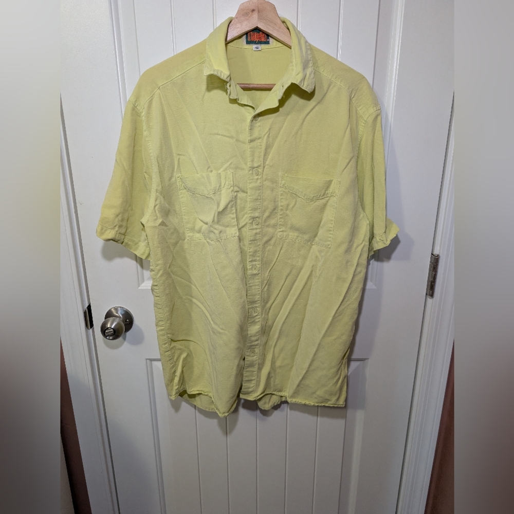 Y2K Tianello Button Up Tencel Shirt Men's Small Sunshine Yellow